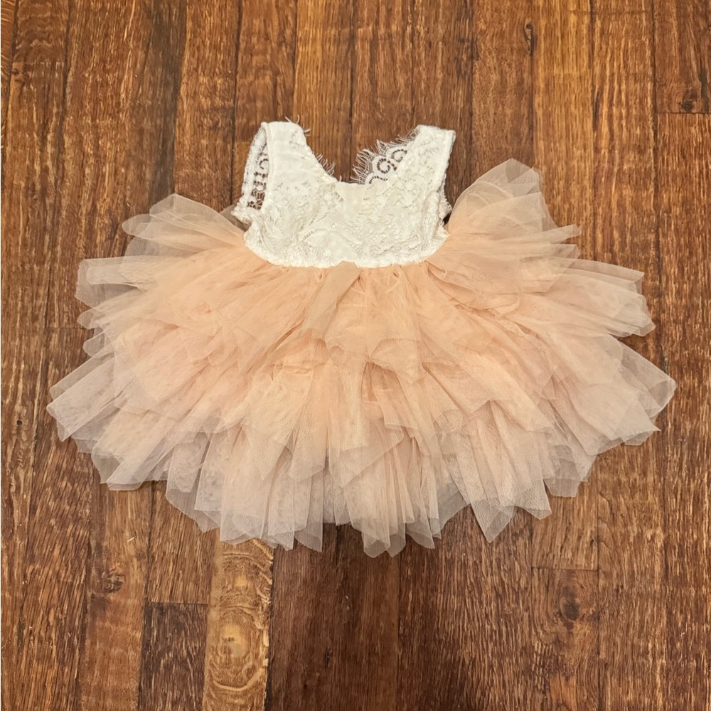 Elegant Peach and White Tulle Kids Costume